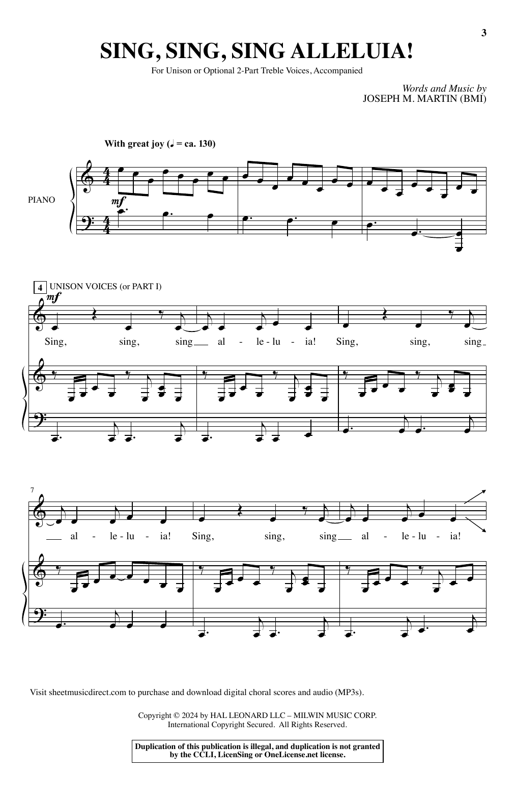 Joseph M. Martin Sing, Sing, Sing Alleluia! sheet music notes and chords arranged for Choir