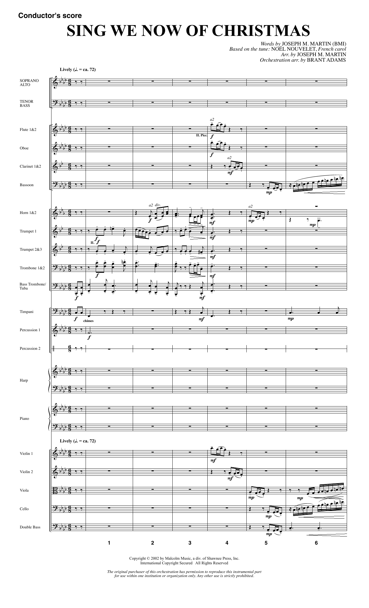 Joseph M. Martin Sing We Now Of Christmas (from Morning Star) - Full Score sheet music notes and chords arranged for Choir Instrumental Pak
