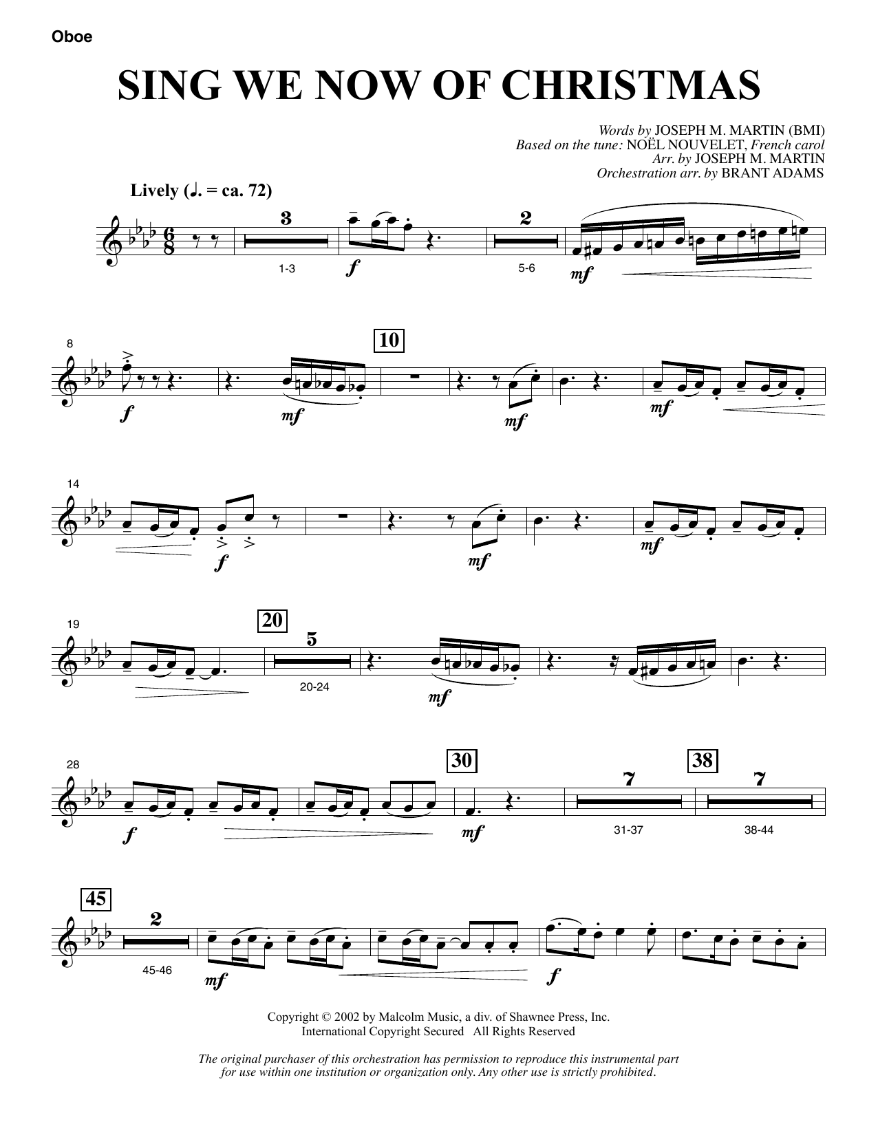 Joseph M. Martin Sing We Now Of Christmas (from Morning Star) - Oboe sheet music notes and chords arranged for Choir Instrumental Pak