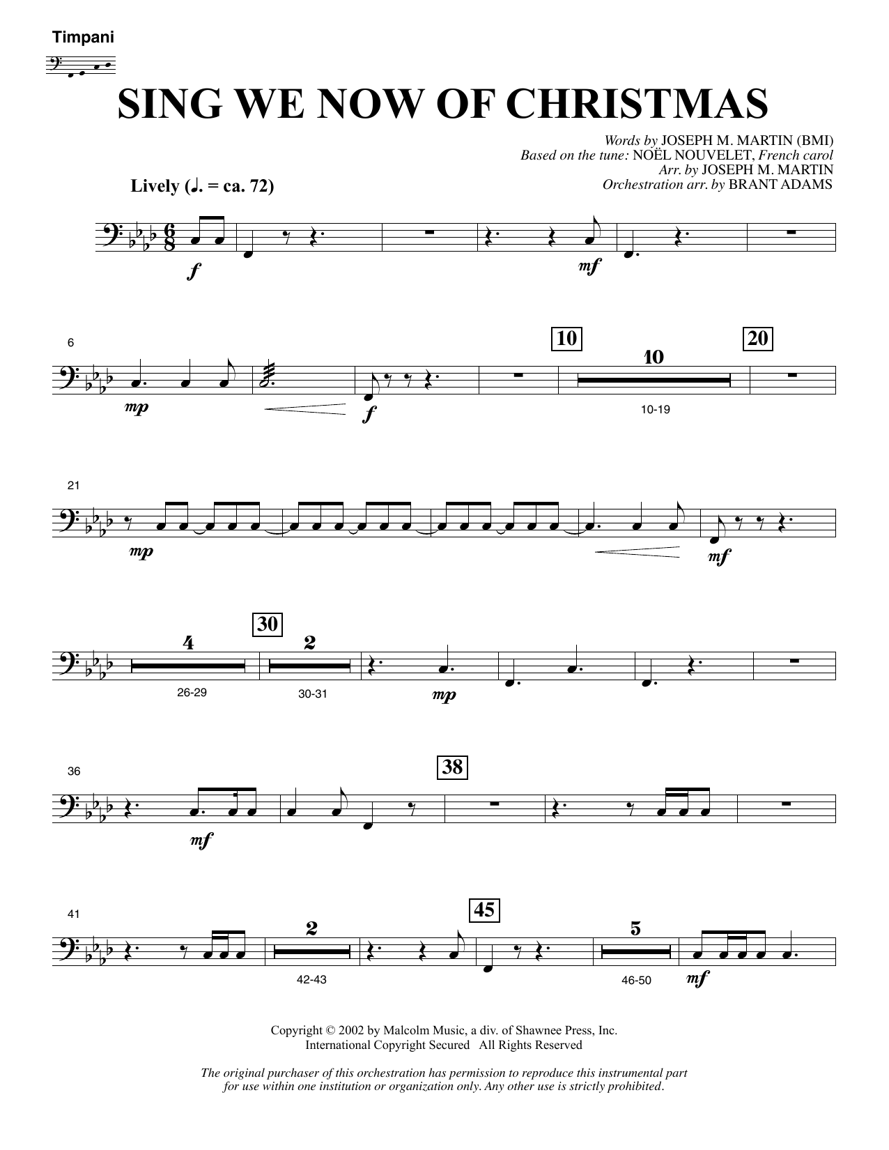 Joseph M. Martin Sing We Now Of Christmas (from Morning Star) - Timpani sheet music notes and chords arranged for Choir Instrumental Pak