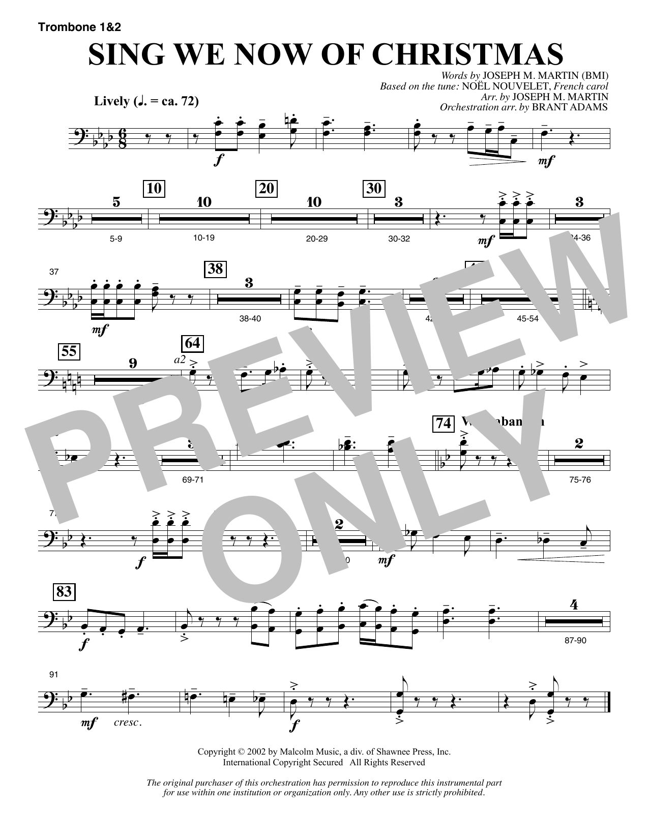 Joseph M. Martin Sing We Now Of Christmas (from Morning Star) - Trombone 1 & 2 sheet music notes and chords arranged for Choir Instrumental Pak