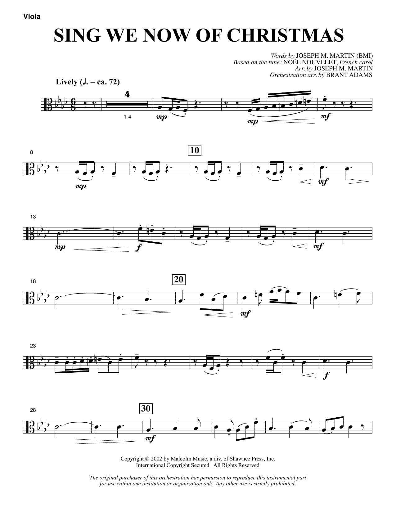Joseph M. Martin Sing We Now Of Christmas (from Morning Star) - Viola sheet music notes and chords arranged for Choir Instrumental Pak