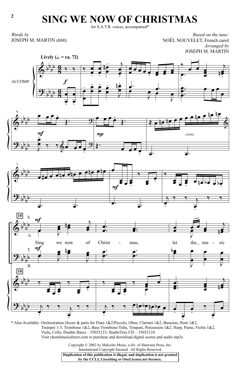 Joseph M. Martin Sing We Now Of Christmas sheet music notes and chords arranged for SATB Choir
