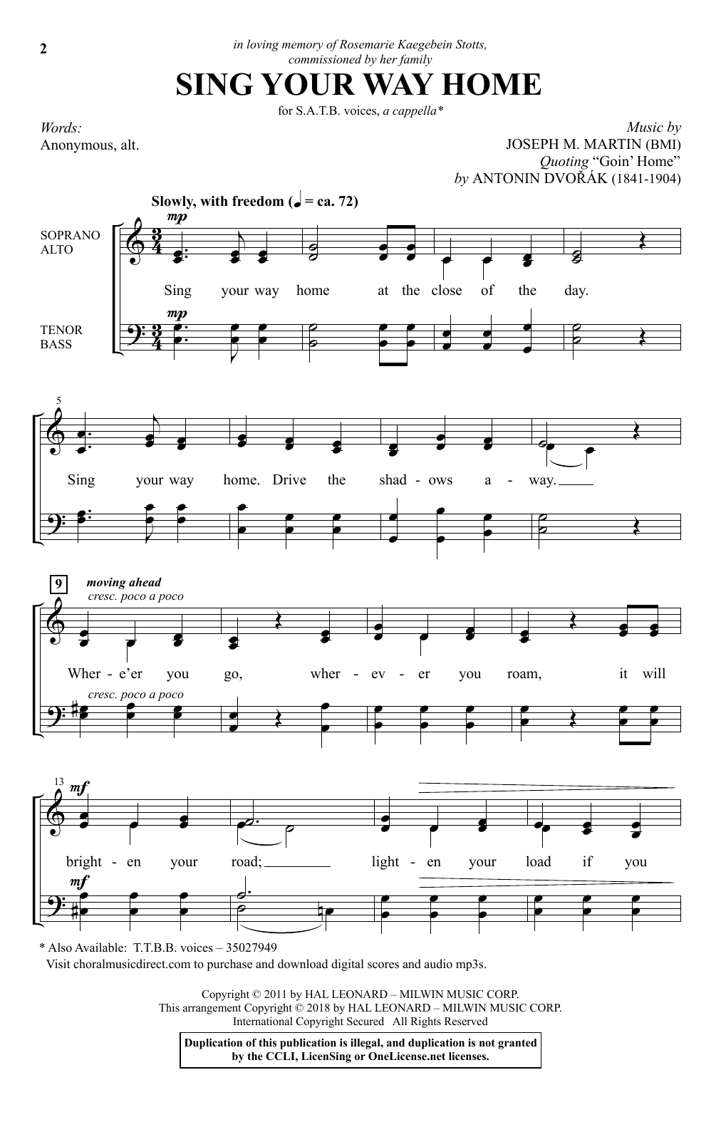 Joseph M. Martin Sing Your Way Home sheet music notes and chords arranged for SATB Choir