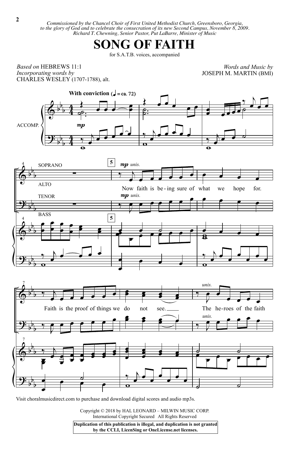 Joseph M. Martin Song Of Faith sheet music notes and chords arranged for SATB Choir