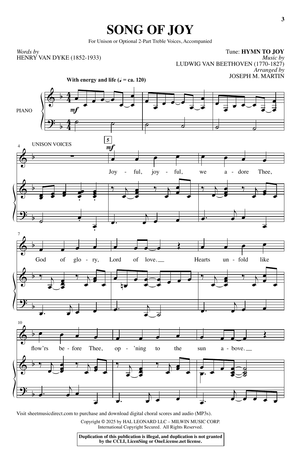 Joseph M. Martin Song Of Joy sheet music notes and chords arranged for Choir