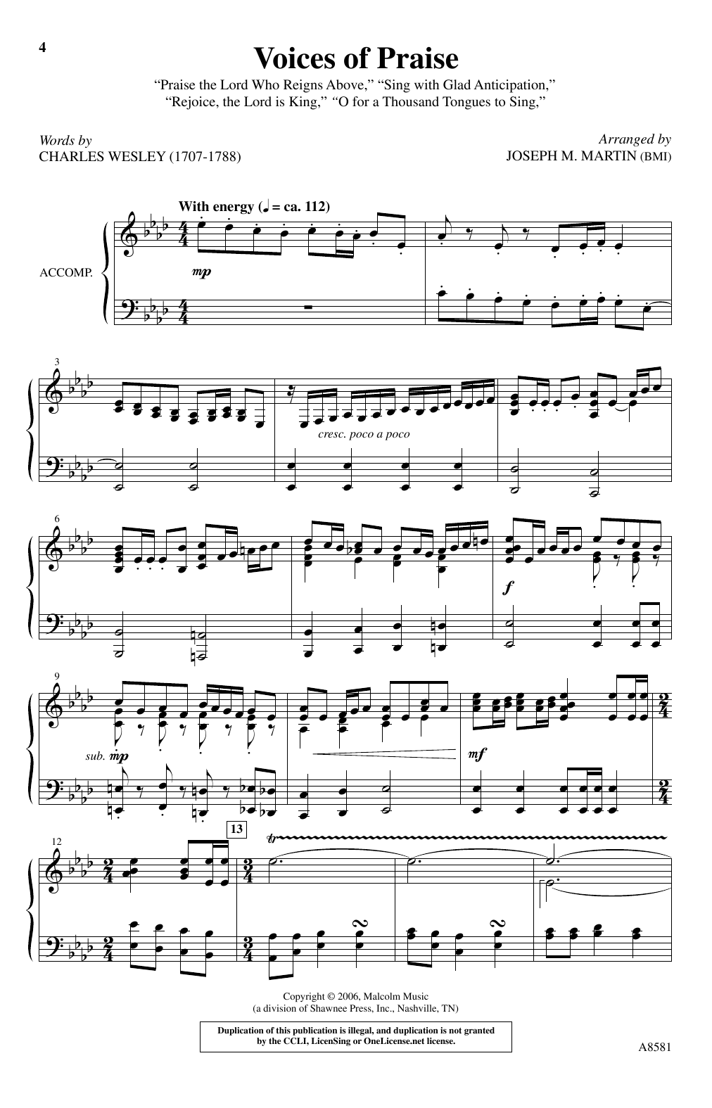 Joseph M. Martin Testament Of Praise sheet music notes and chords arranged for SATB Choir