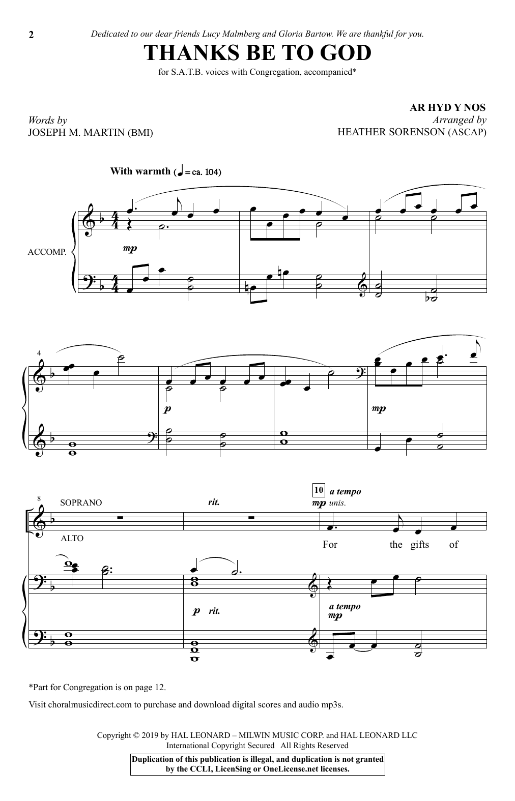 Joseph M. Martin Thanks Be To God (arr. Heather Sorenson) sheet music notes and chords arranged for SATB Choir