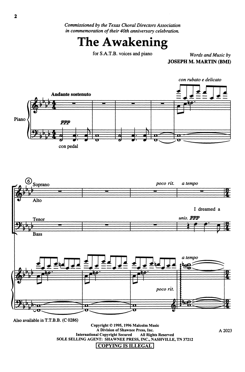 Joseph M. Martin The Awakening sheet music notes and chords arranged for SSA Choir