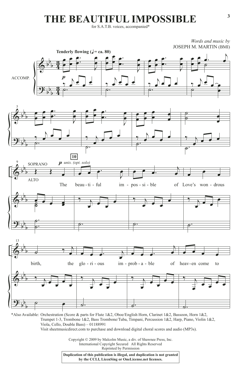 Joseph M. Martin The Beautiful Impossible sheet music notes and chords arranged for SATB Choir