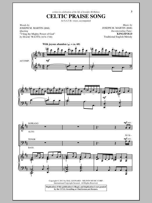 Joseph M. Martin The Celtic Choir sheet music notes and chords arranged for SATB Choir