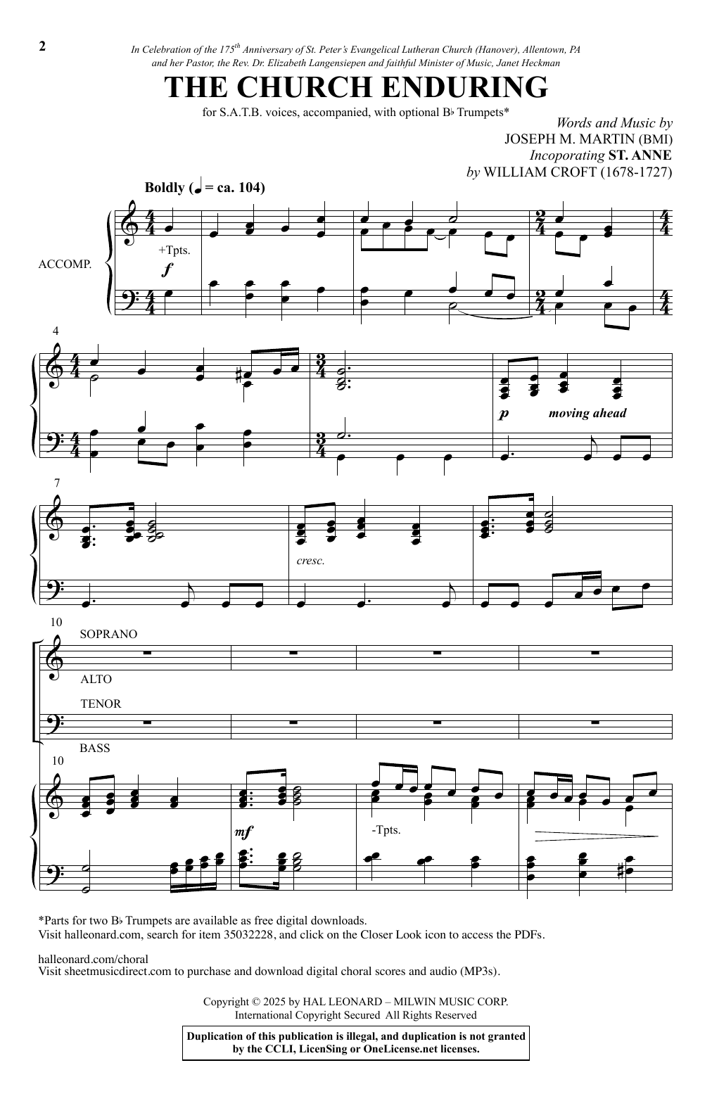 Joseph M. Martin The Church Enduring sheet music notes and chords arranged for SATB Choir