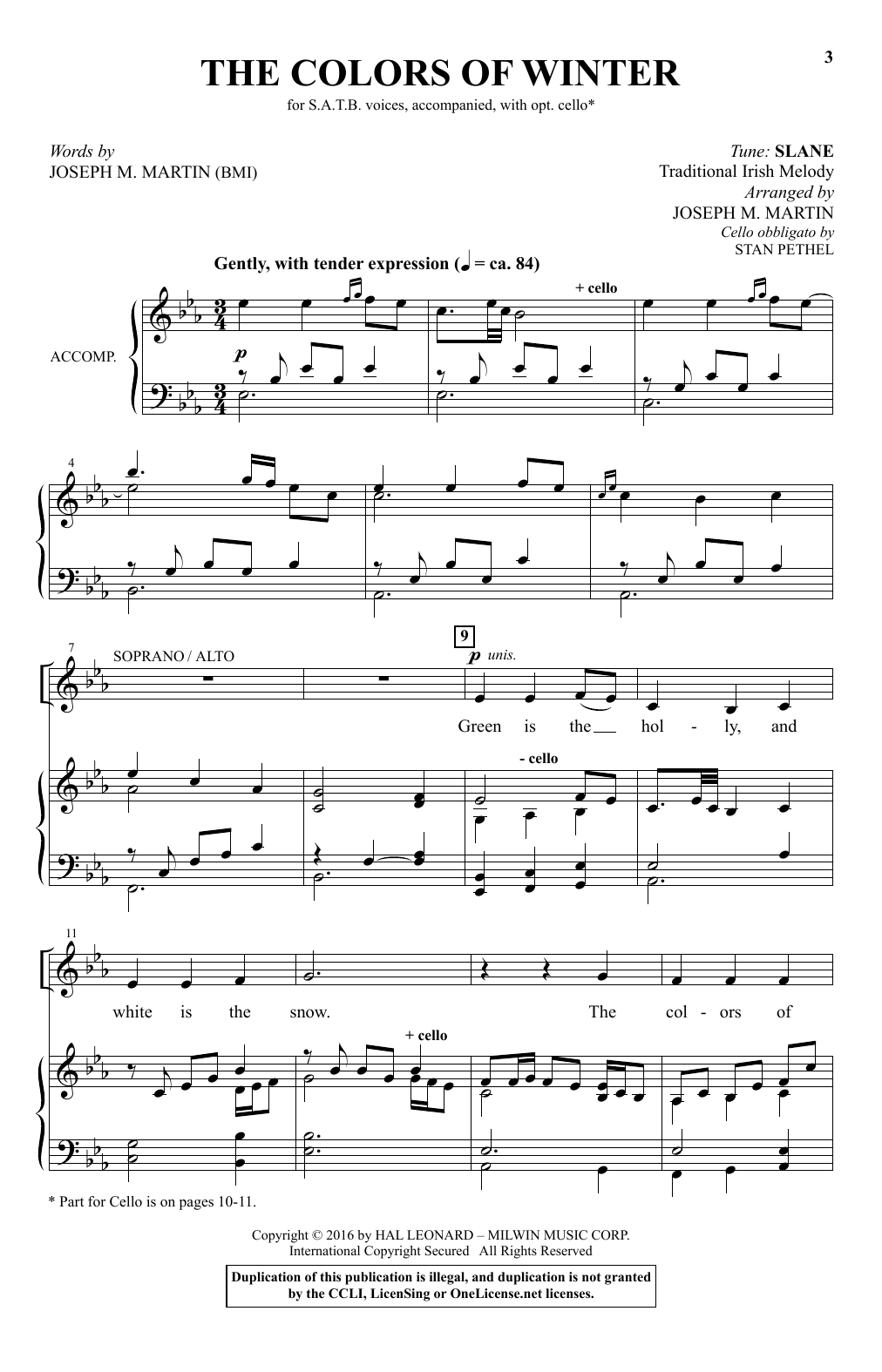 Joseph M. Martin The Colors Of Winter sheet music notes and chords arranged for SATB Choir