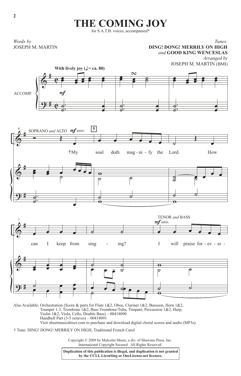 Joseph M. Martin The Coming Joy sheet music notes and chords arranged for SATB Choir