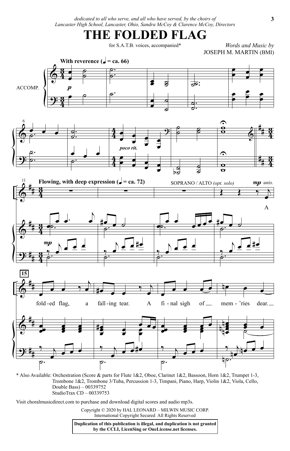 Joseph M. Martin The Folded Flag sheet music notes and chords arranged for SATB Choir