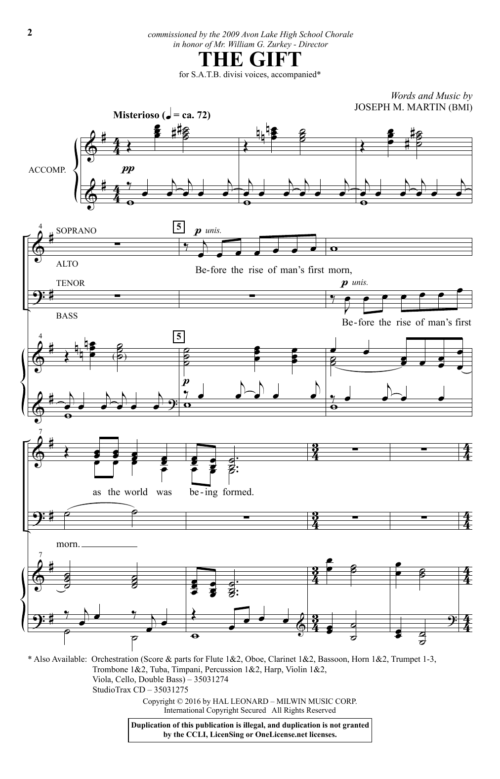 Joseph M. Martin The Gift sheet music notes and chords arranged for SATB Choir