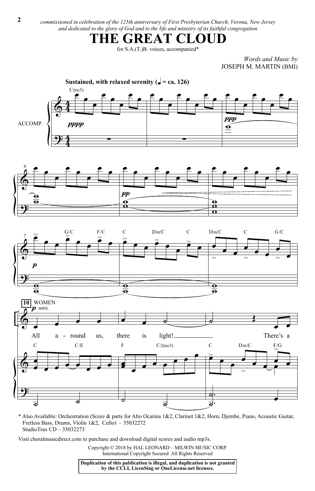 Joseph M. Martin The Great Cloud sheet music notes and chords arranged for 2-Part Choir
