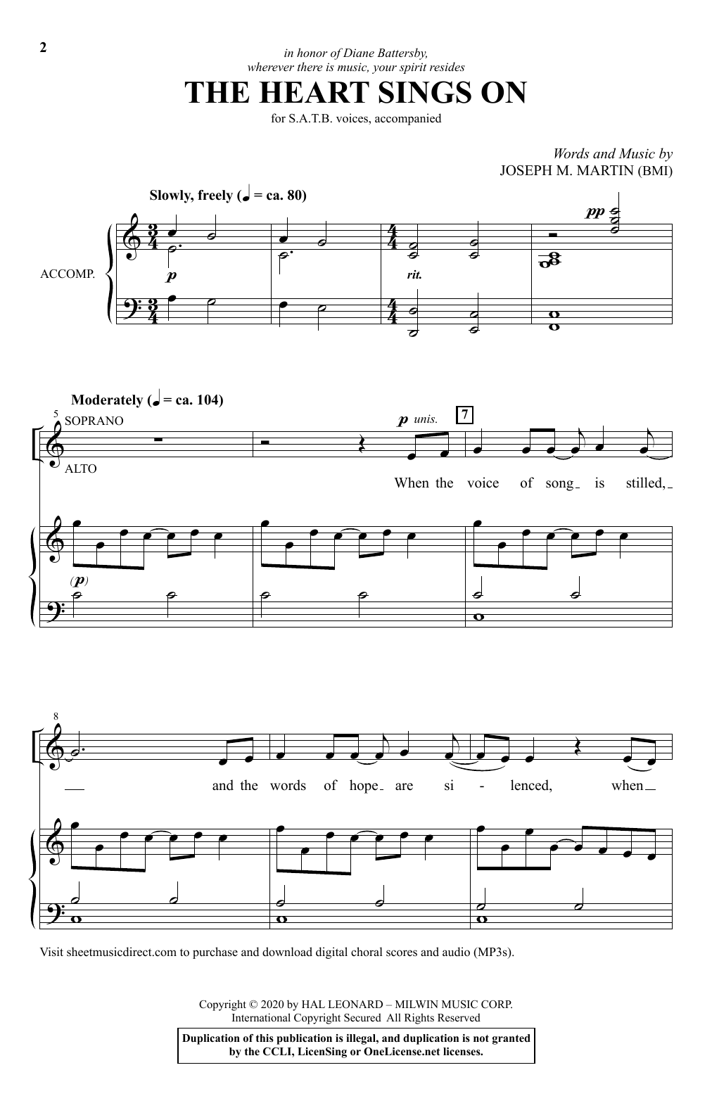 Joseph M. Martin The Heart Sings On sheet music notes and chords arranged for SATB Choir