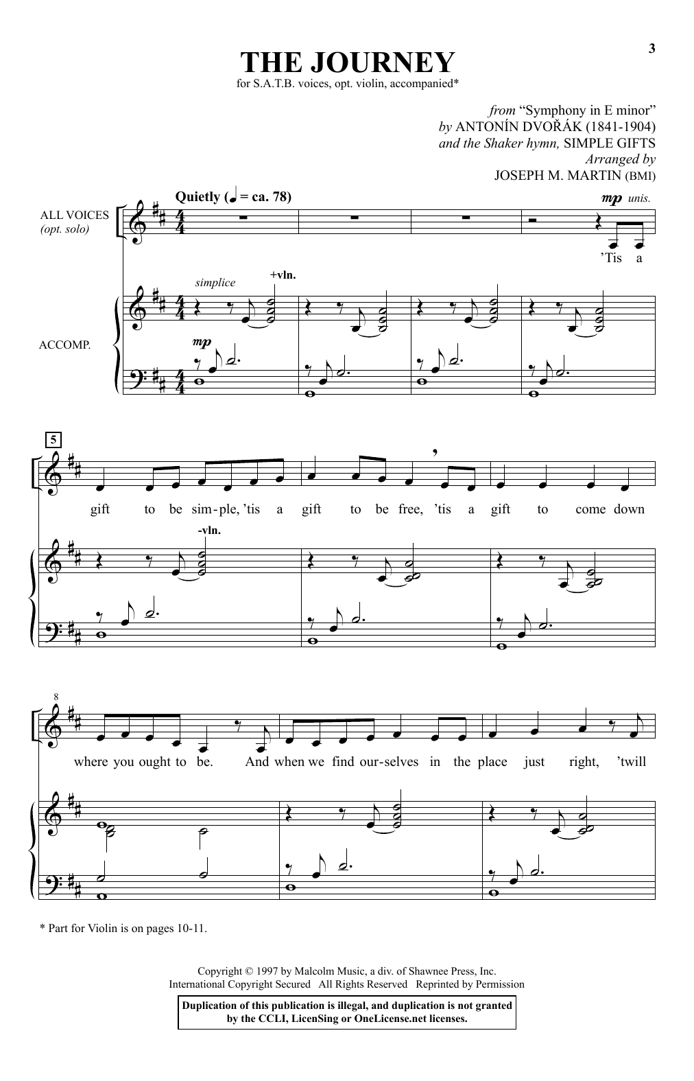 Joseph M. Martin The Journey sheet music notes and chords arranged for SATB Choir