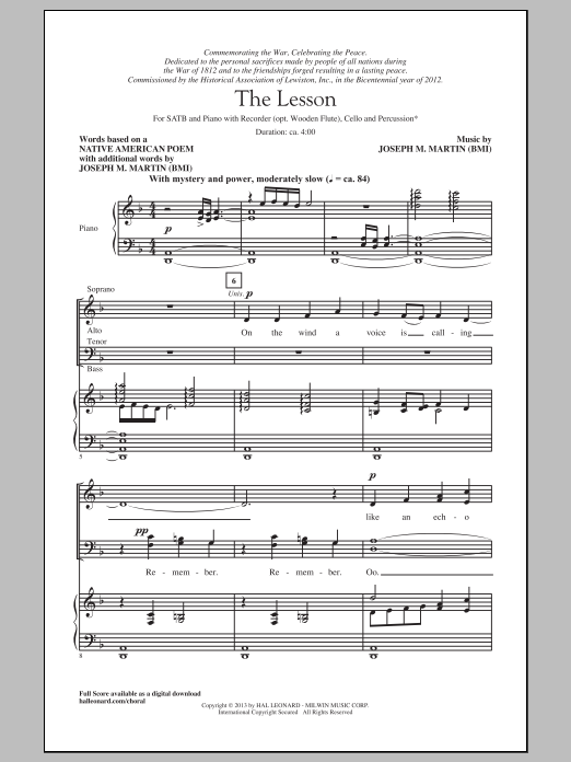 Joseph M. Martin The Lesson sheet music notes and chords arranged for SATB Choir