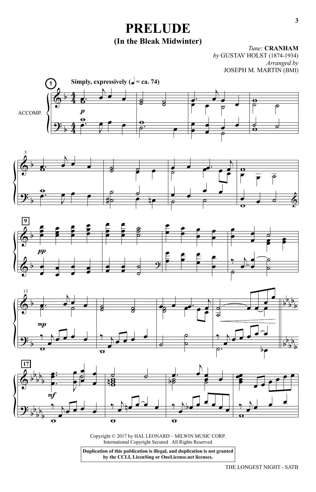 Joseph M. Martin The Longest Night (A Service of Hope And Healing) sheet music notes and chords arranged for SATB Choir