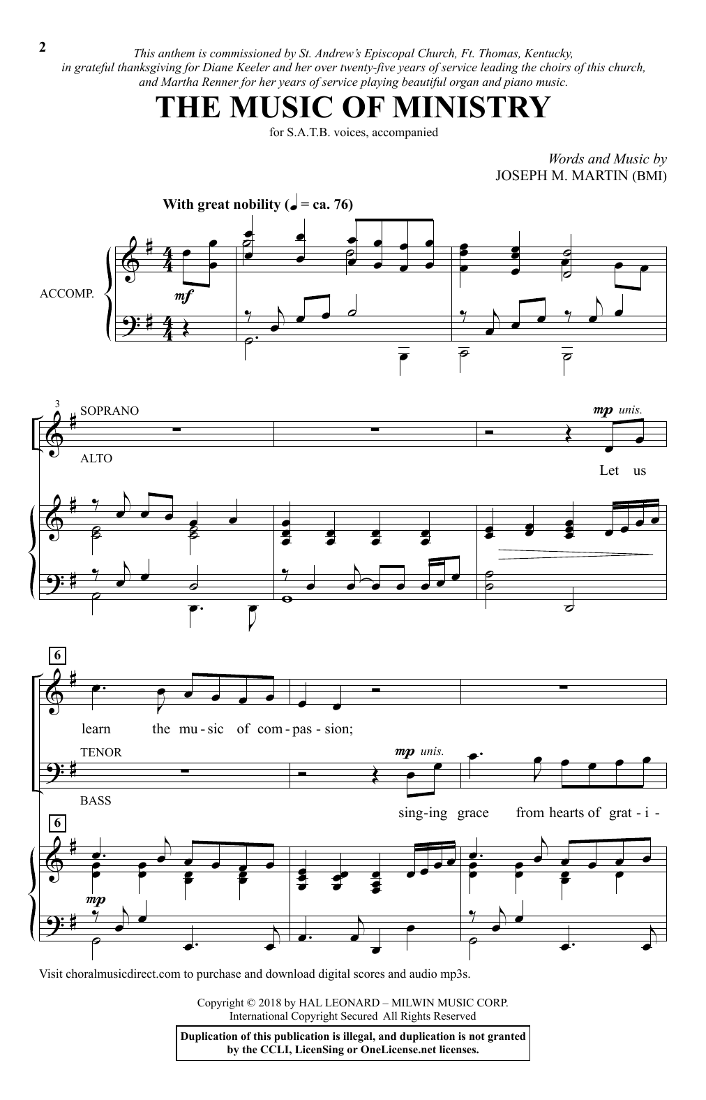 Joseph M. Martin The Music Of Ministry sheet music notes and chords arranged for SATB Choir