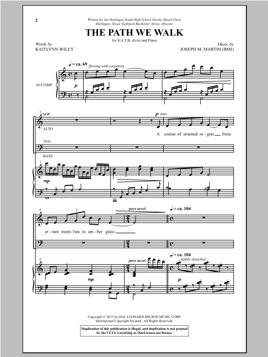 Joseph M. Martin The Path We Walk sheet music notes and chords arranged for SATB Choir