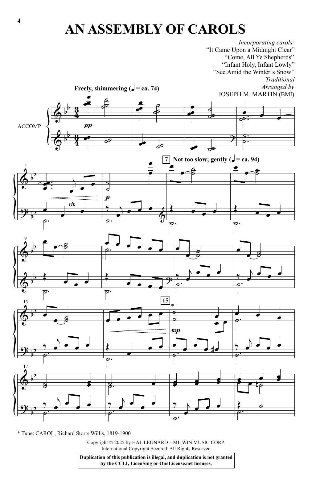 Joseph M. Martin An Assembly Of Carols sheet music notes and chords arranged for SATB Choir