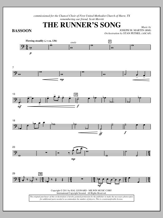 Joseph M. Martin The Runner's Song - Bassoon sheet music notes and chords arranged for Choir Instrumental Pak