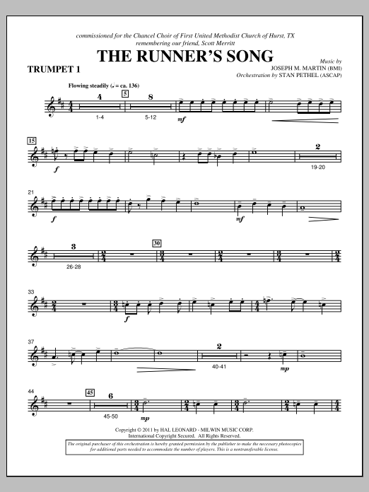 Joseph M. Martin The Runner's Song - Bb Trumpet 1 sheet music notes and chords arranged for Choir Instrumental Pak