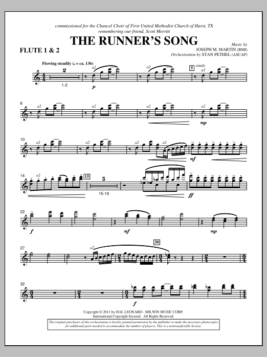 Joseph M. Martin The Runner's Song - Flute 1 & 2 sheet music notes and chords arranged for Choir Instrumental Pak