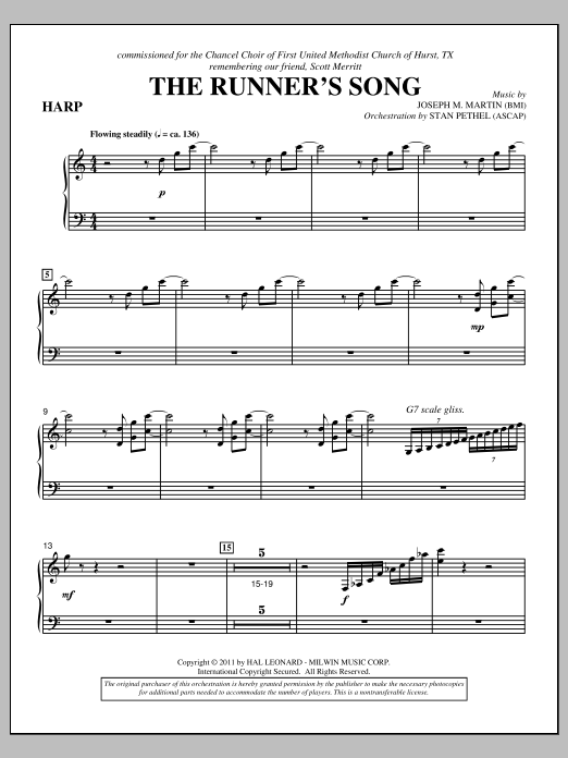 Joseph M. Martin The Runner's Song - Harp sheet music notes and chords arranged for Choir Instrumental Pak