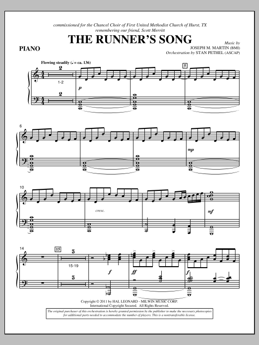 Joseph M. Martin The Runner's Song - Piano sheet music notes and chords arranged for Choir Instrumental Pak