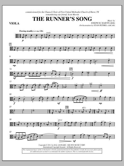 Joseph M. Martin The Runner's Song - Viola sheet music notes and chords arranged for Choir Instrumental Pak