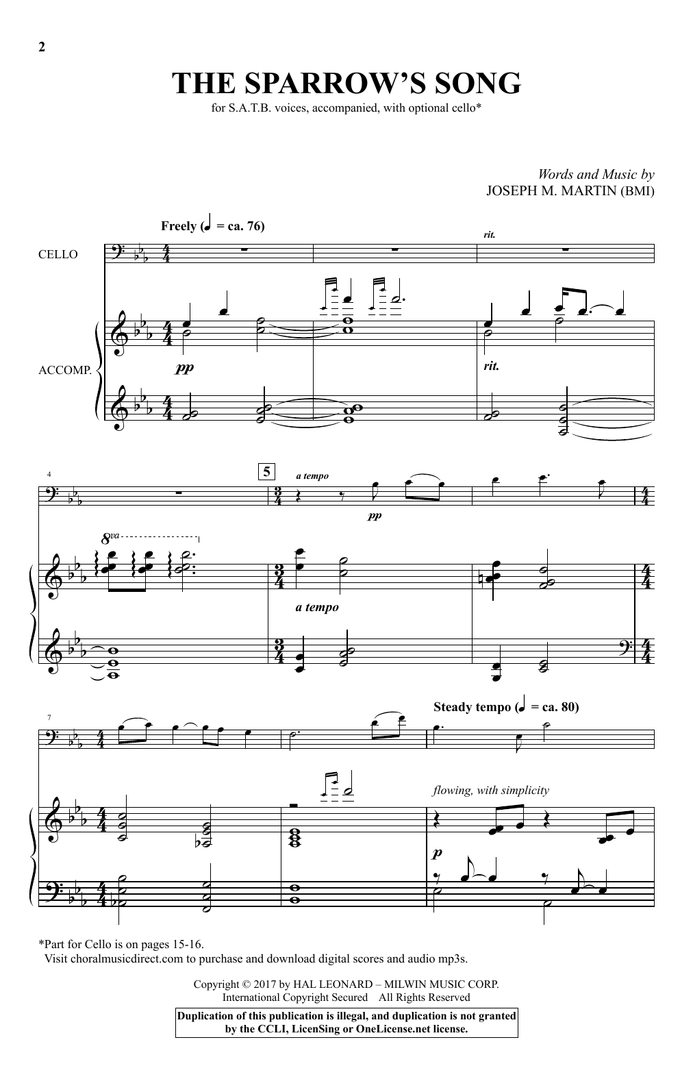 Joseph M. Martin The Sparrow's Song sheet music notes and chords arranged for SATB Choir