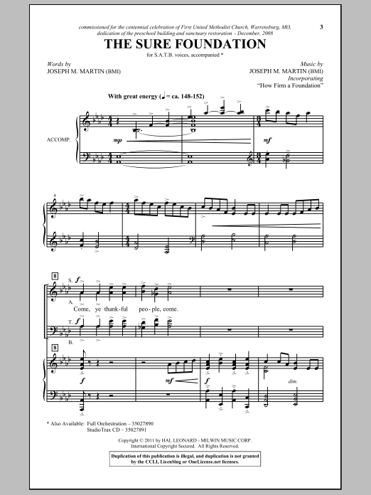 Joseph M. Martin The Sure Foundation sheet music notes and chords arranged for SATB Choir