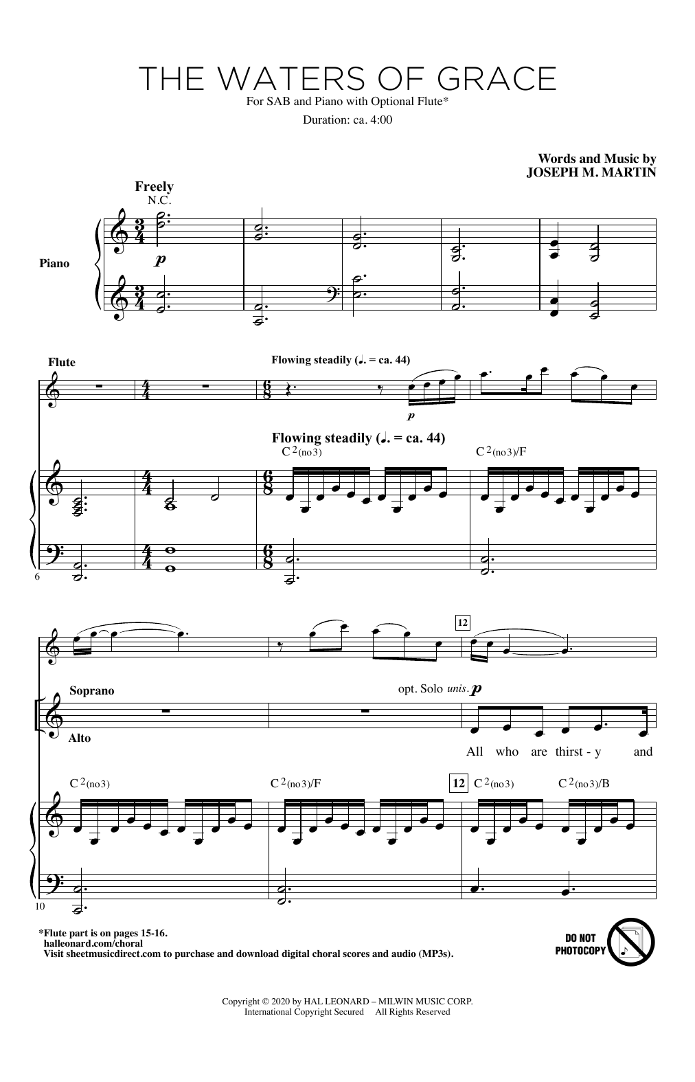 Joseph M. Martin The Waters Of Grace sheet music notes and chords arranged for SAB Choir