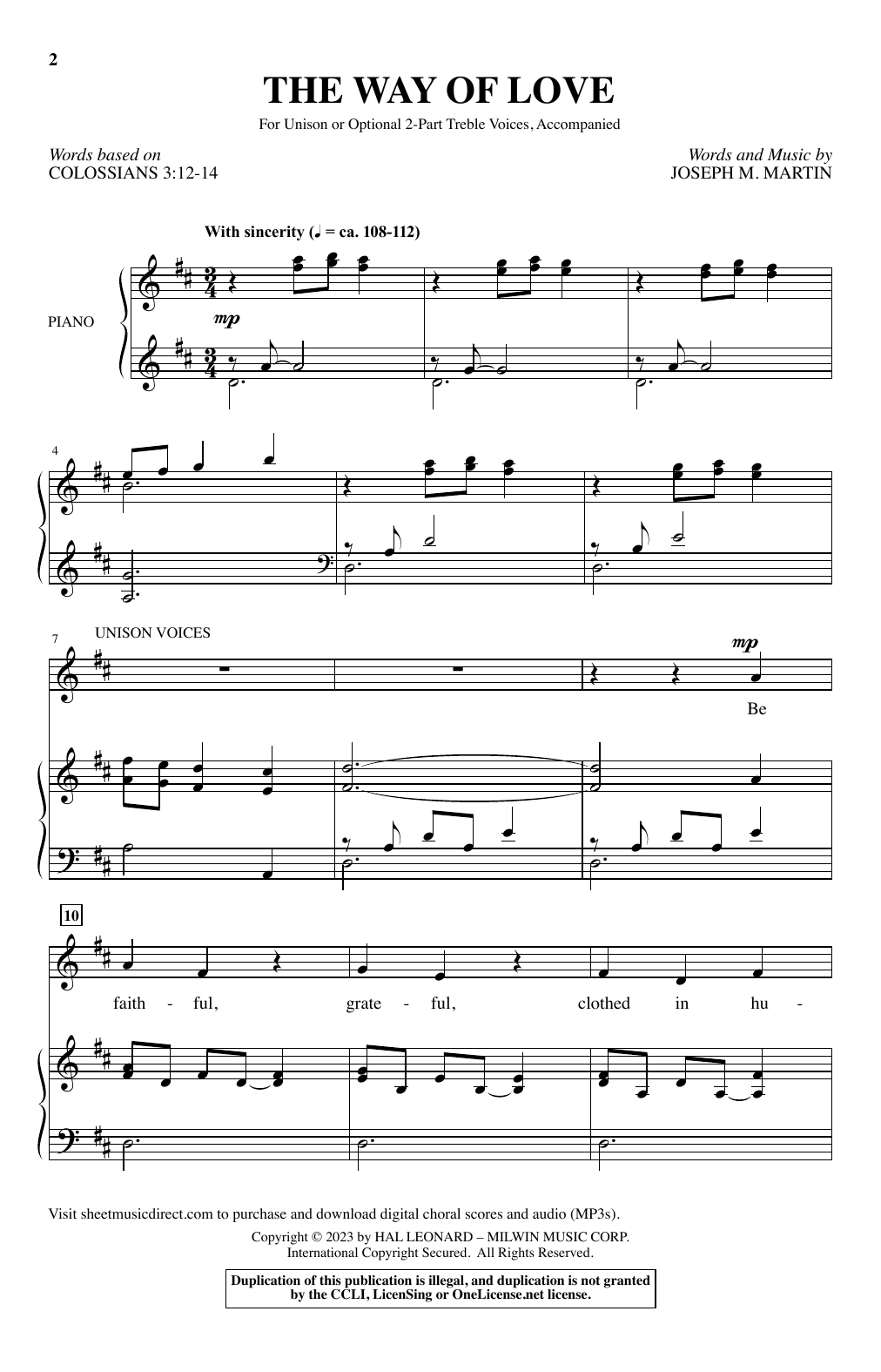 Joseph M. Martin The Way Of Love sheet music notes and chords arranged for Choir