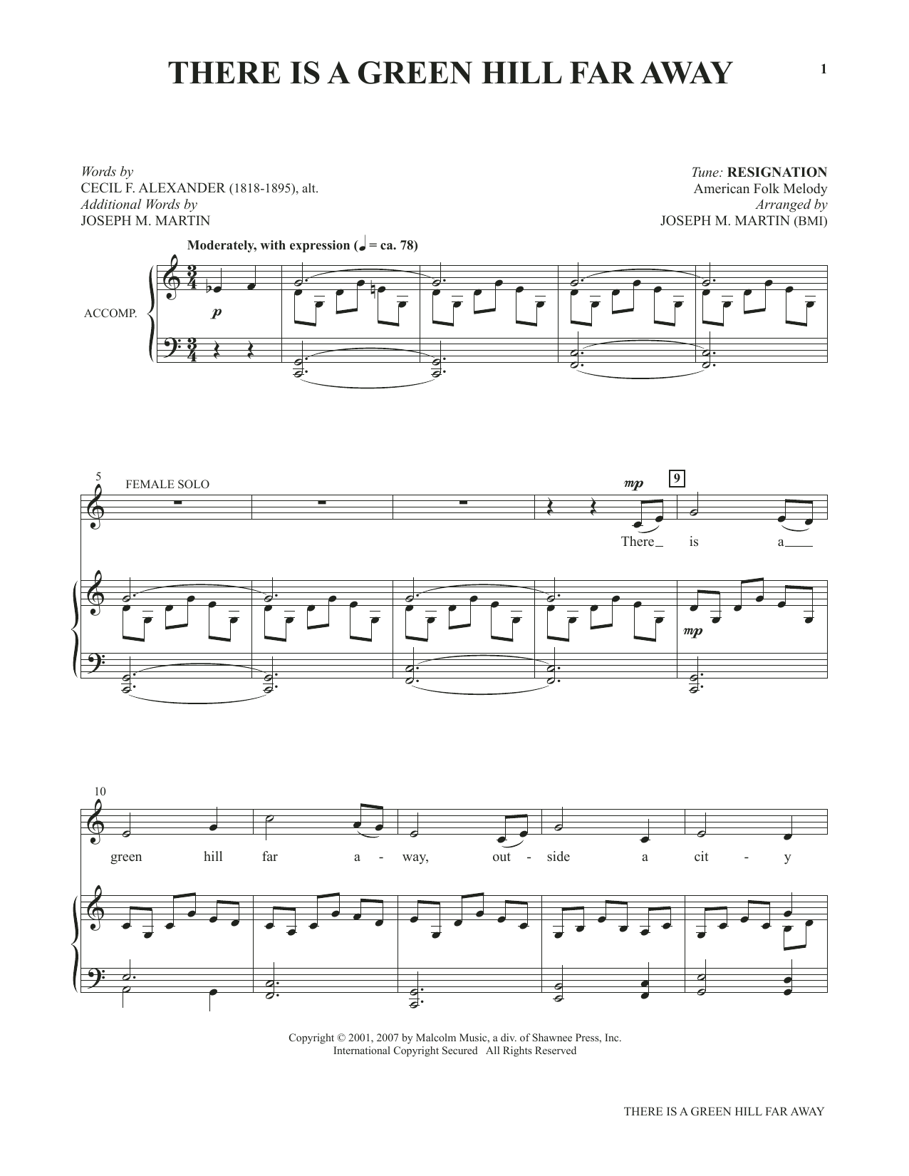 Joseph M. Martin There Is A Green Hill Far Away (from Voices Together: Duets for Sanctuary Singers) sheet music notes and chords arranged for Vocal Duet