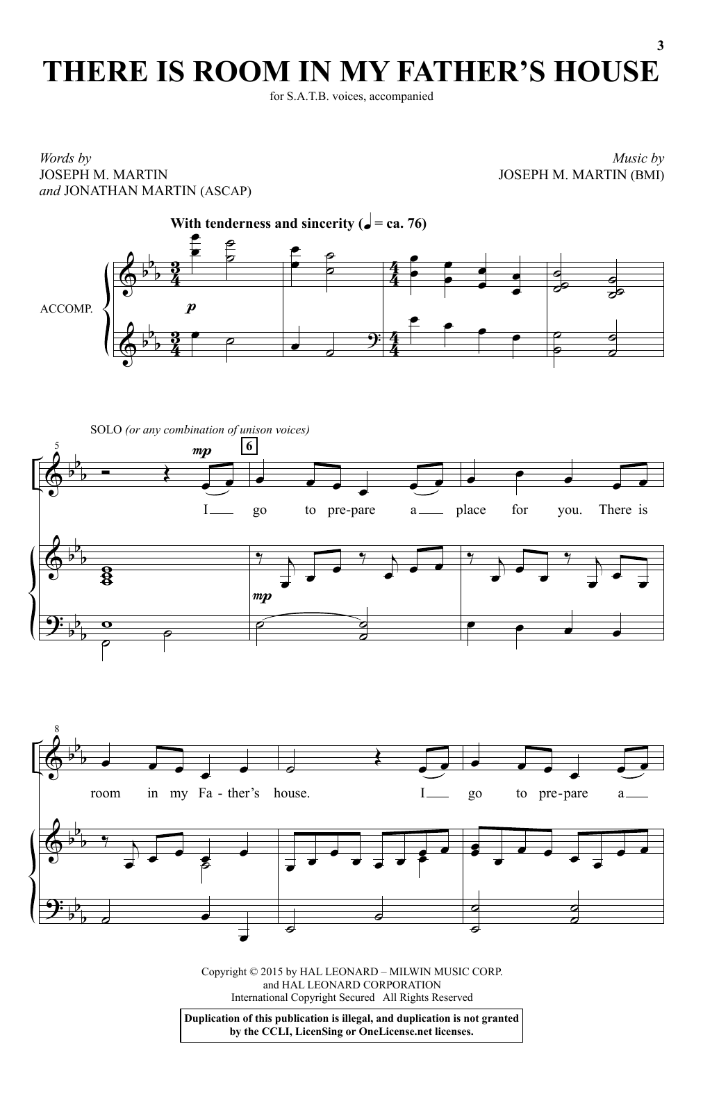 Joseph M. Martin There Is Room In My Father's House sheet music notes and chords arranged for SATB Choir