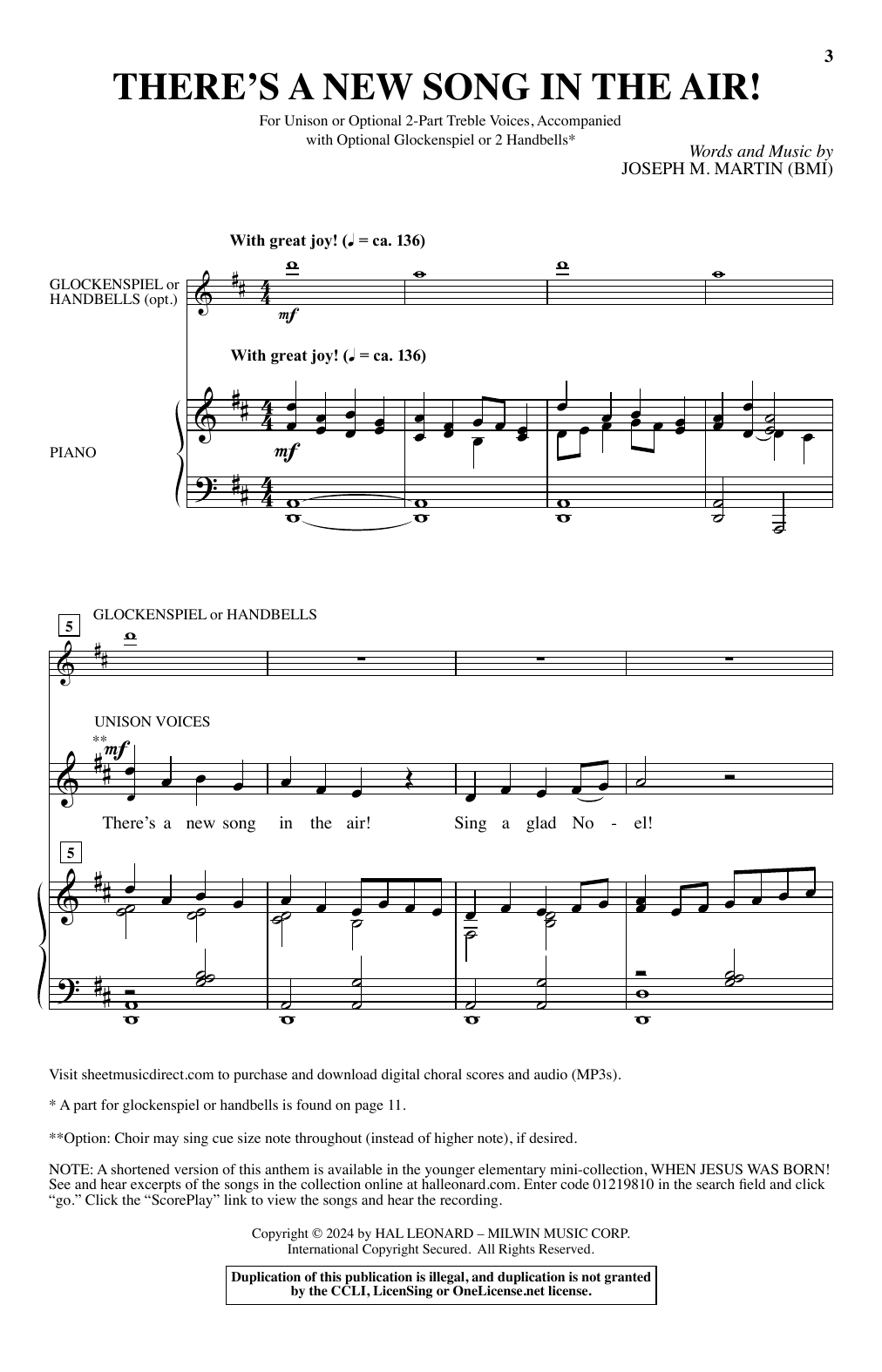 Joseph M. Martin There's A New Song In The Air! sheet music notes and chords arranged for Choir