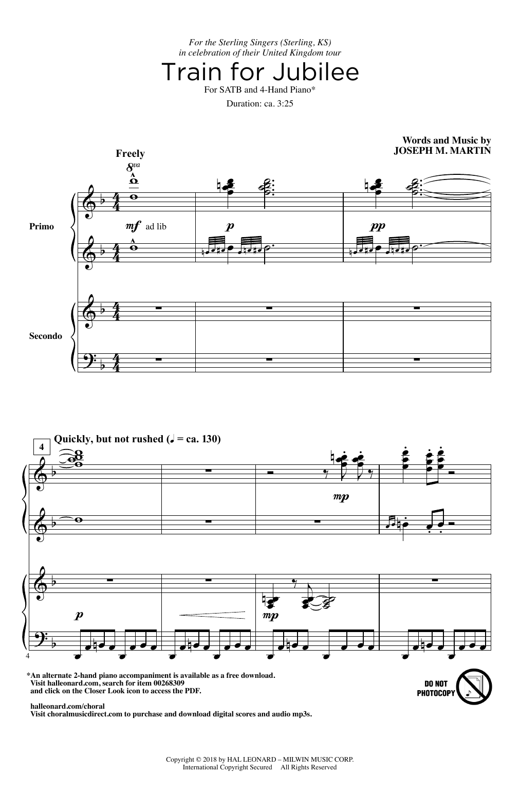 Joseph M. Martin Train For Jubilee sheet music notes and chords arranged for SATB Choir