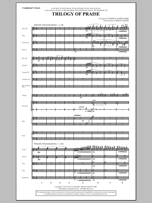 Joseph M. Martin Trilogy Of Praise - Full Score sheet music notes and chords arranged for Choir Instrumental Pak