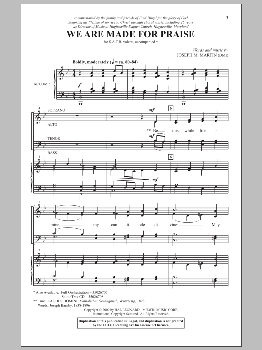 Joseph M. Martin We Are Made For Praise sheet music notes and chords arranged for SATB Choir