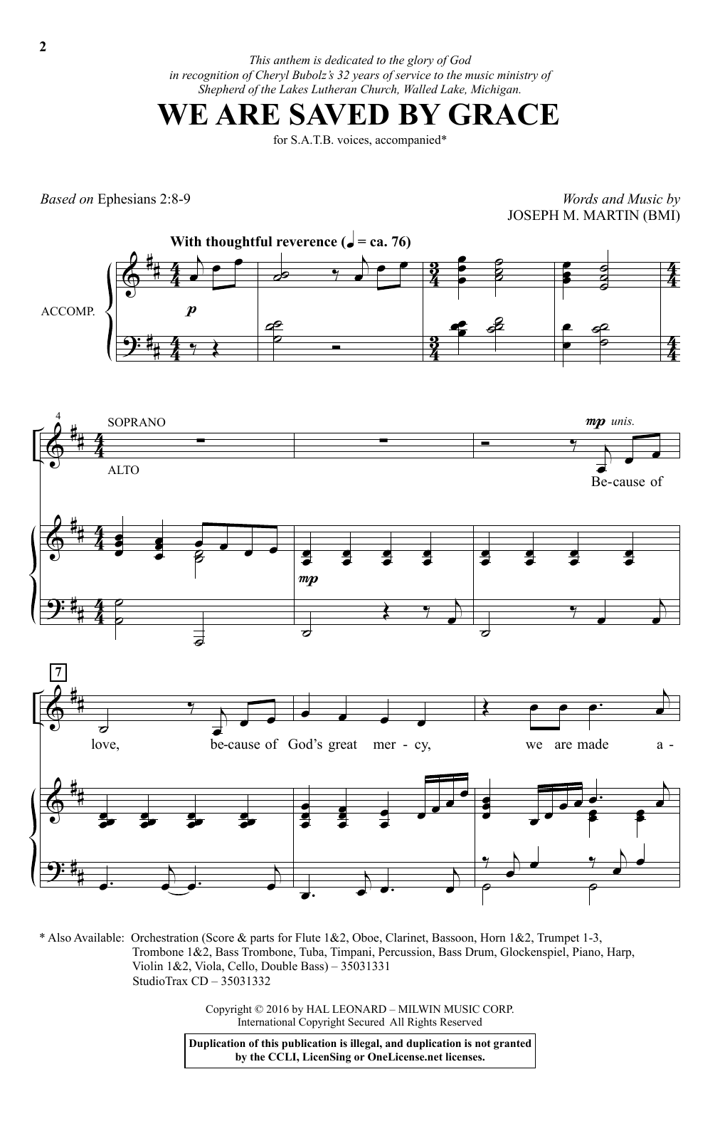Joseph M. Martin We Are Saved By Grace sheet music notes and chords arranged for SATB Choir