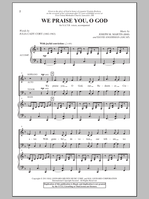 Joseph M. Martin We Praise You, O God sheet music notes and chords arranged for SATB Choir