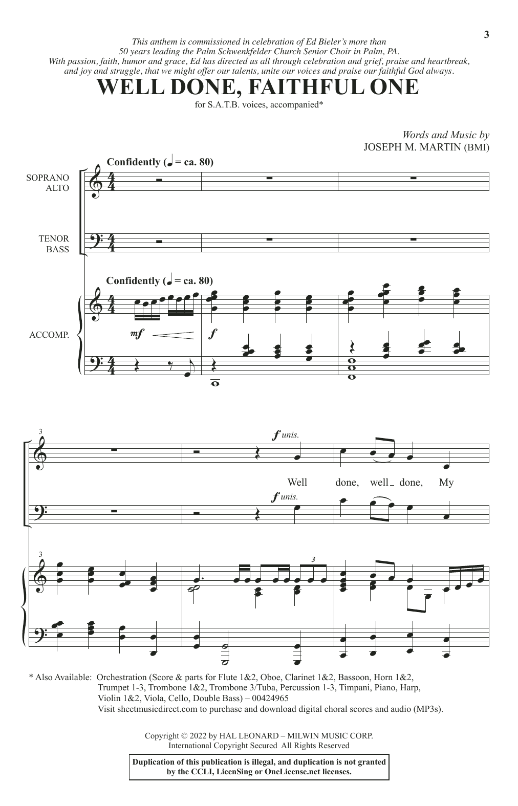 Joseph M. Martin Well Done, Faithful One sheet music notes and chords arranged for SATB Choir