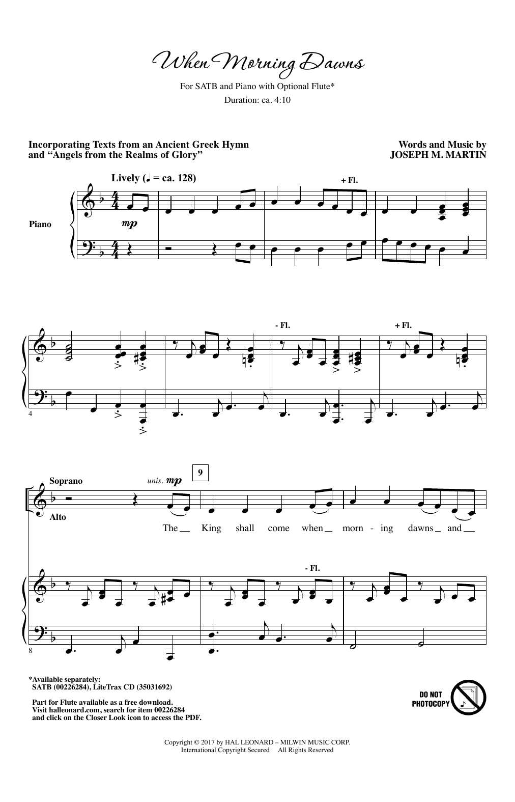 Joseph M. Martin When Morning Dawns sheet music notes and chords arranged for SATB Choir