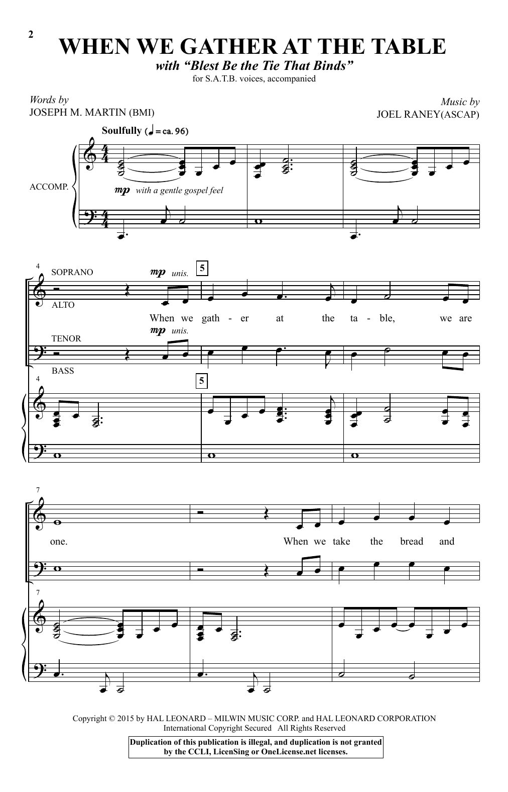 Joseph M. Martin When We Gather At The Table sheet music notes and chords arranged for SATB Choir