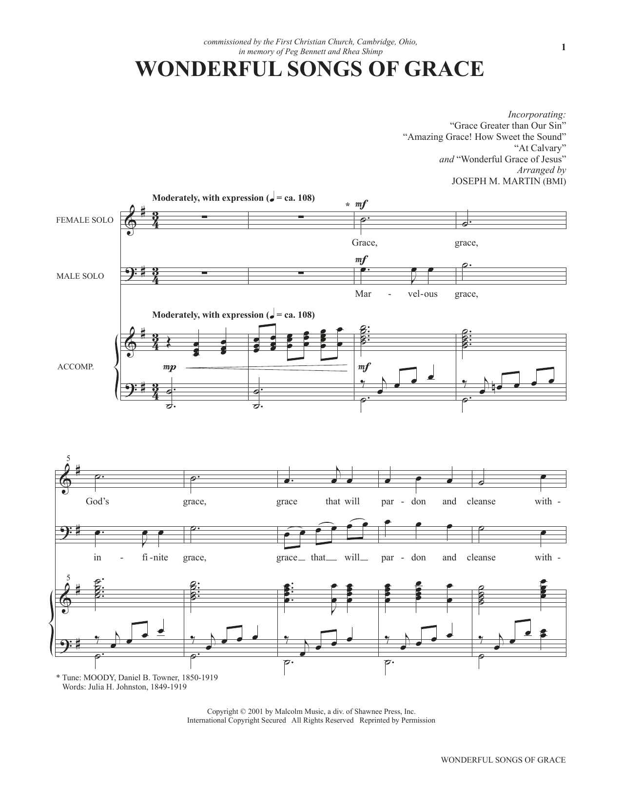 Joseph M. Martin Wonderful Songs of Grace (from Voices Together: Duets for Sanctuary Singers) sheet music notes and chords arranged for Vocal Duet